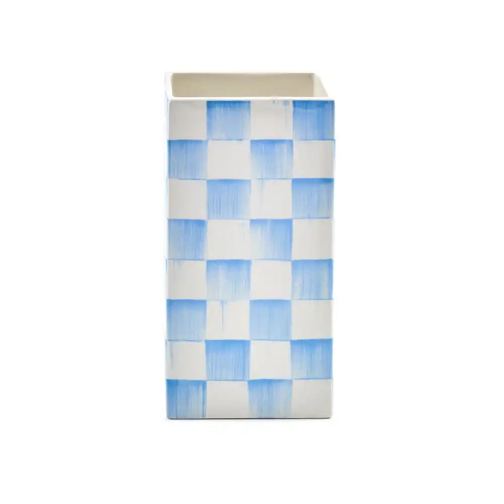Sage Check Pillar Vase