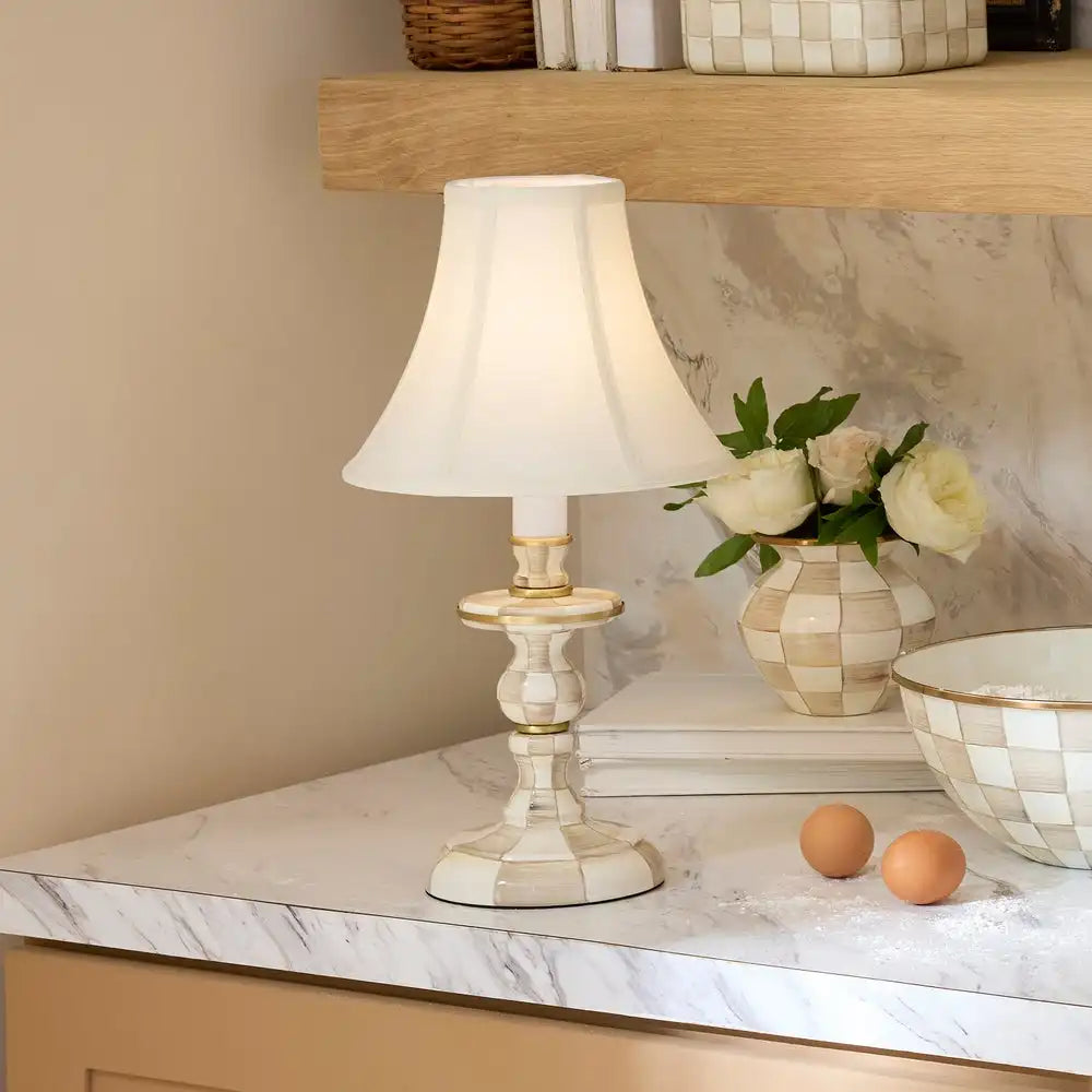 Emerald Check Candlestick Lamp
