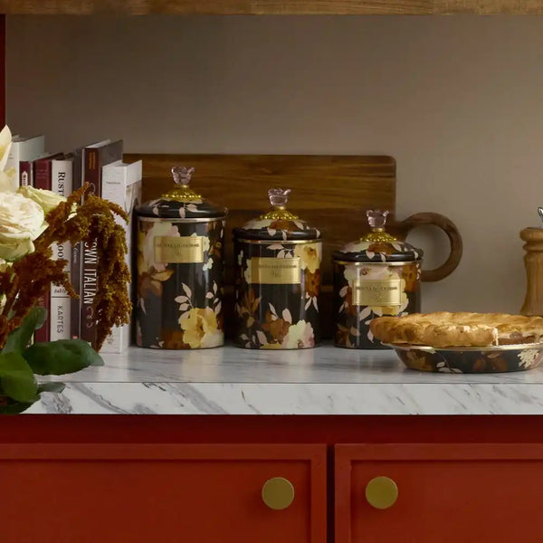 Wild Rose Brown Canisters, Set of 3