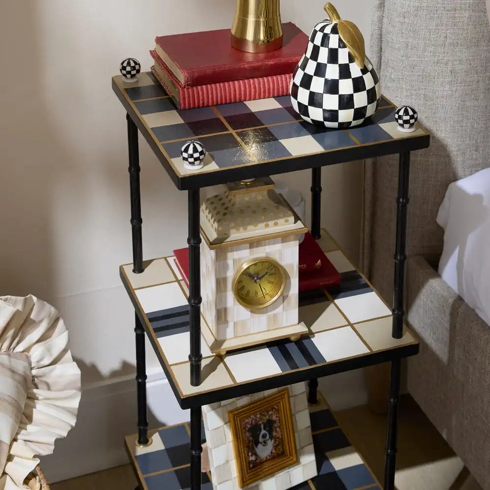 Emerald Check Desk Clock