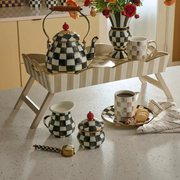 Mocha Check Lidded Sugar Bowl
