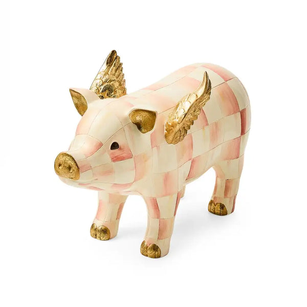 Rosy Check Flying Pig Figurine