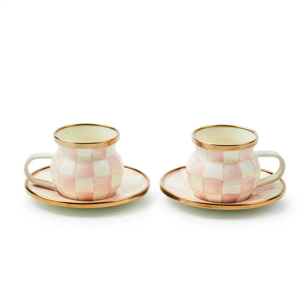Sky Check Espresso Cup & Saucer Set