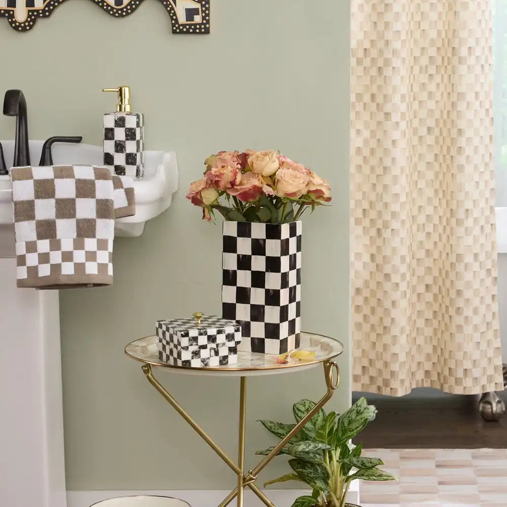 Sage Check Pillar Vase