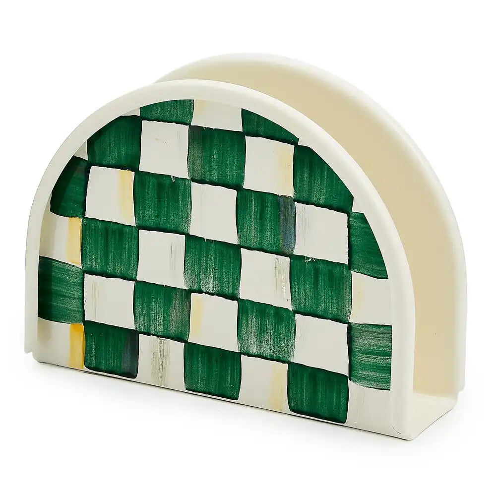 Mocha Check Napkin Holder