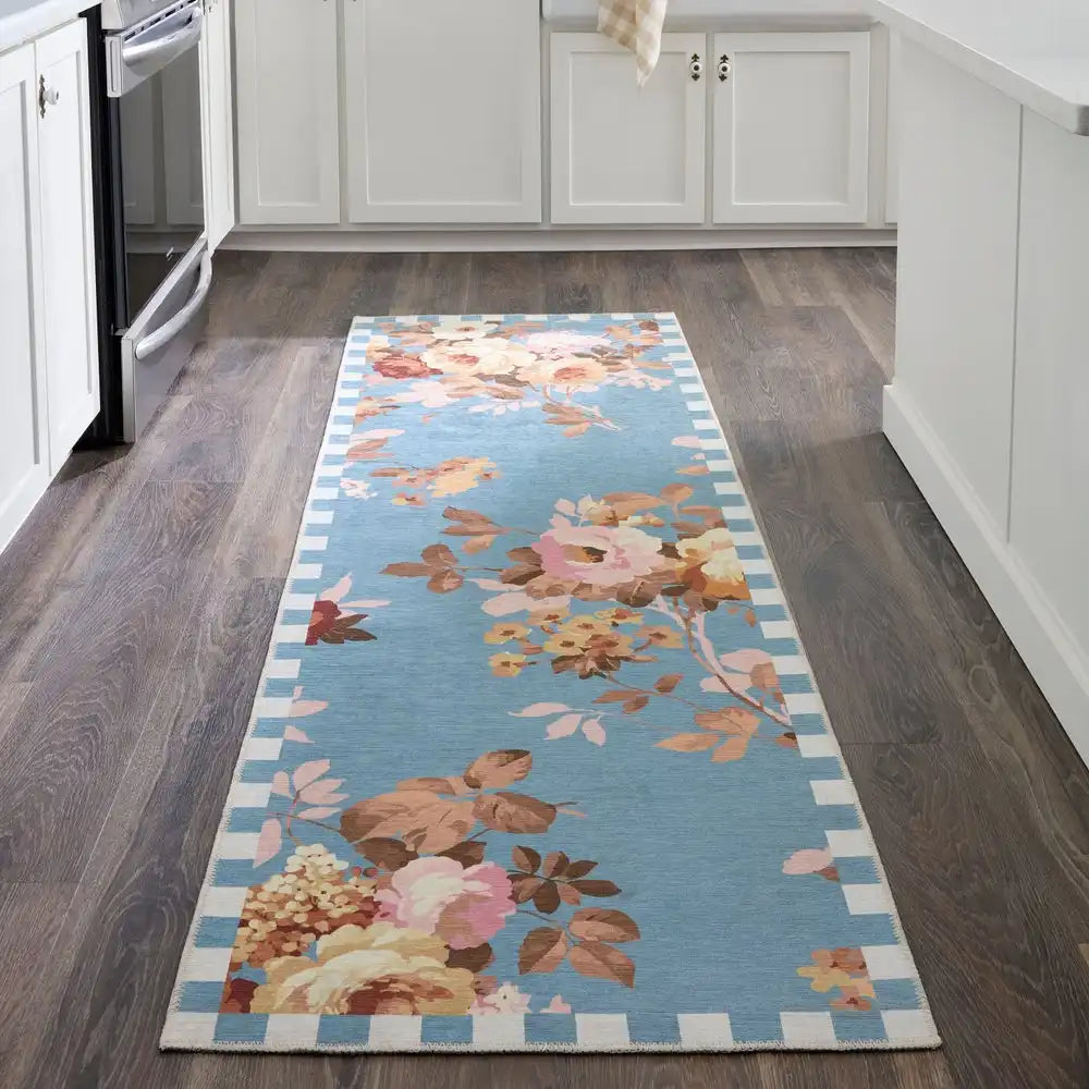 Slate Wild Rose 2' x 3' Washable Rug