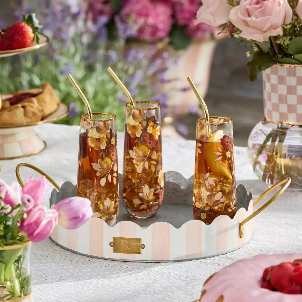Mocha Stripe Serving Trays, Set of 2