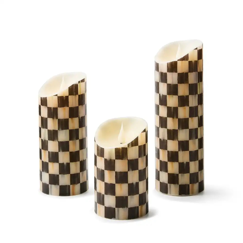 Courtly Check Flameless Candles, Set of 3 Main image