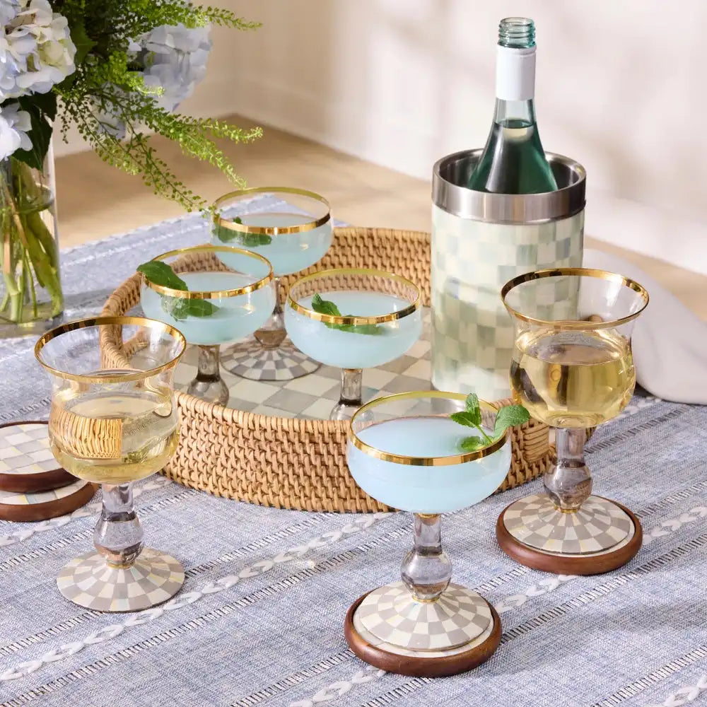 Sterling Check Highball Glass, Set of 2