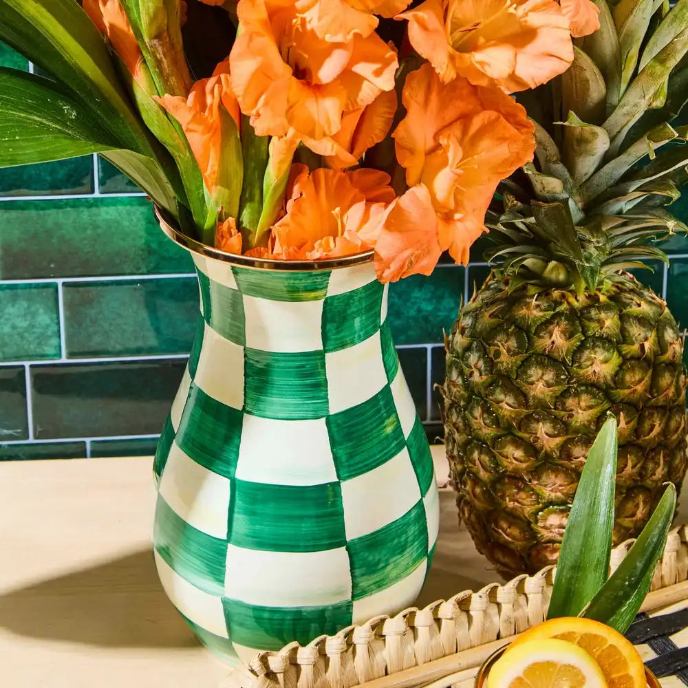 Mocha Check Tall Vase