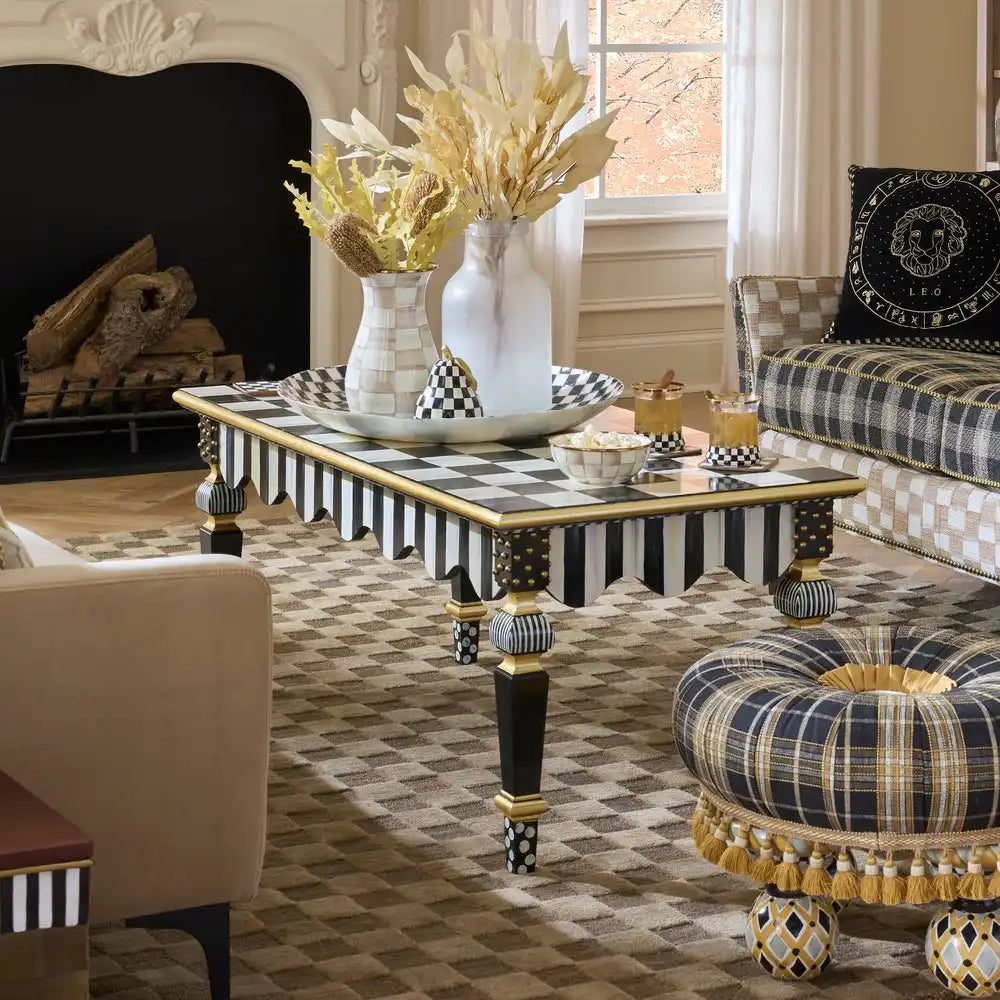 Mocha Check & Stripe Coffee Table