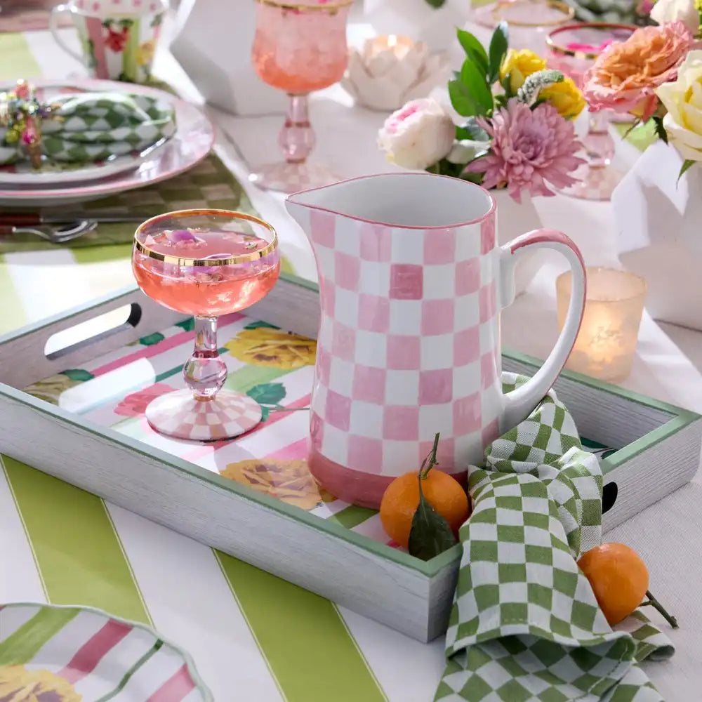 Pink Check Pitcher