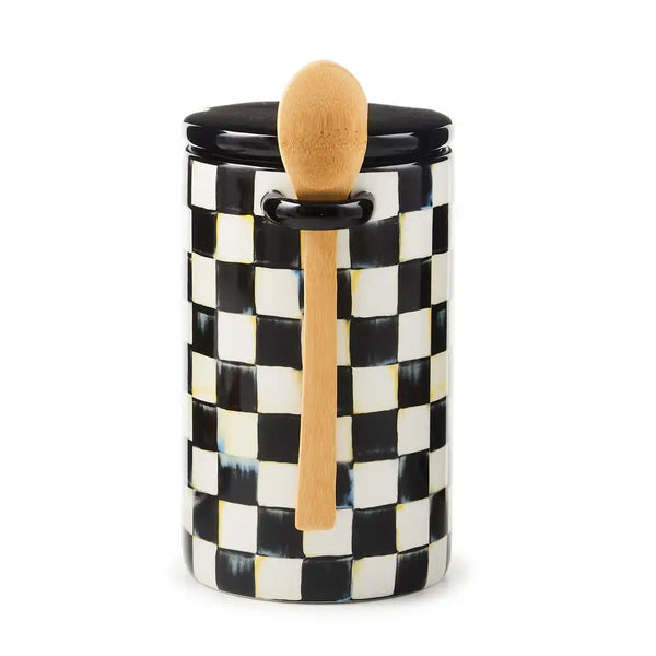 Mocha Check Farmhouse Canister, Set of 2