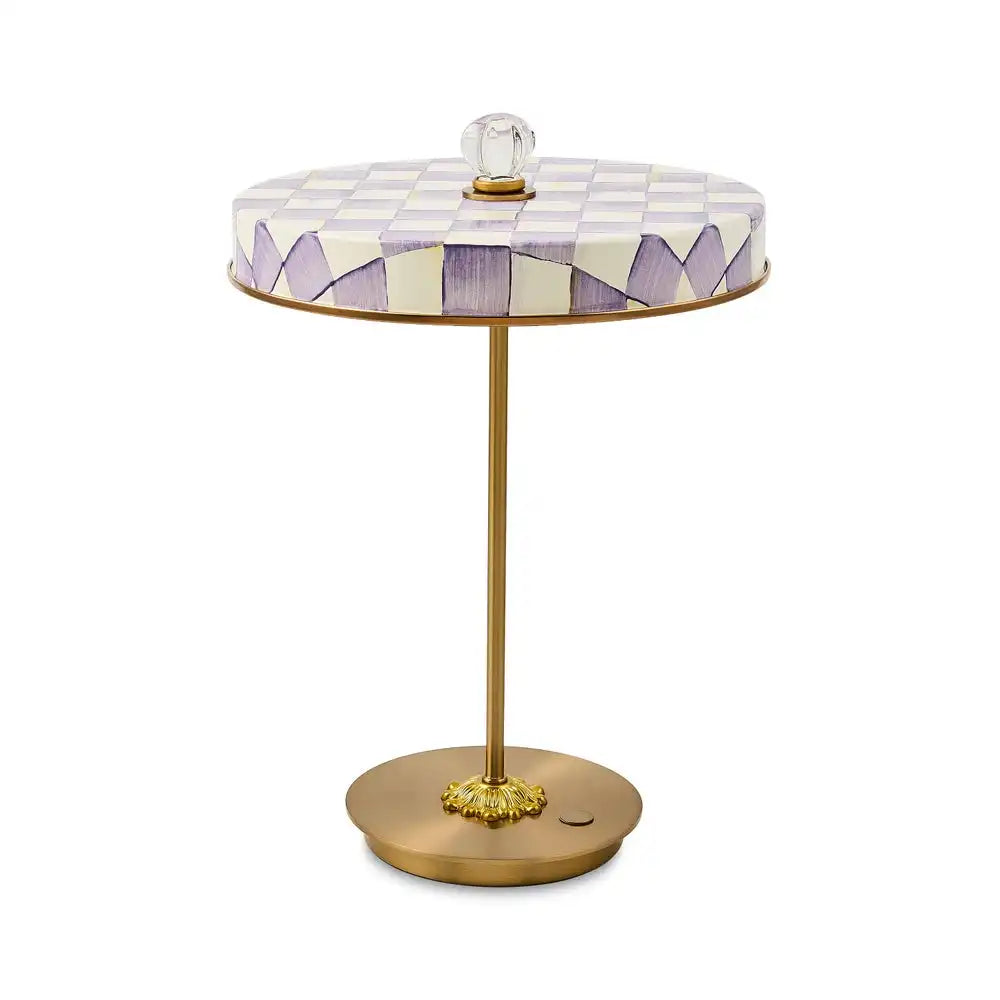 Courtly Check LED Rechargeable Disk Table Lamp