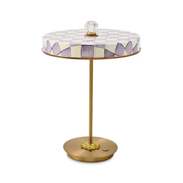 Courtly Check LED Rechargeable Disk Table Lamp