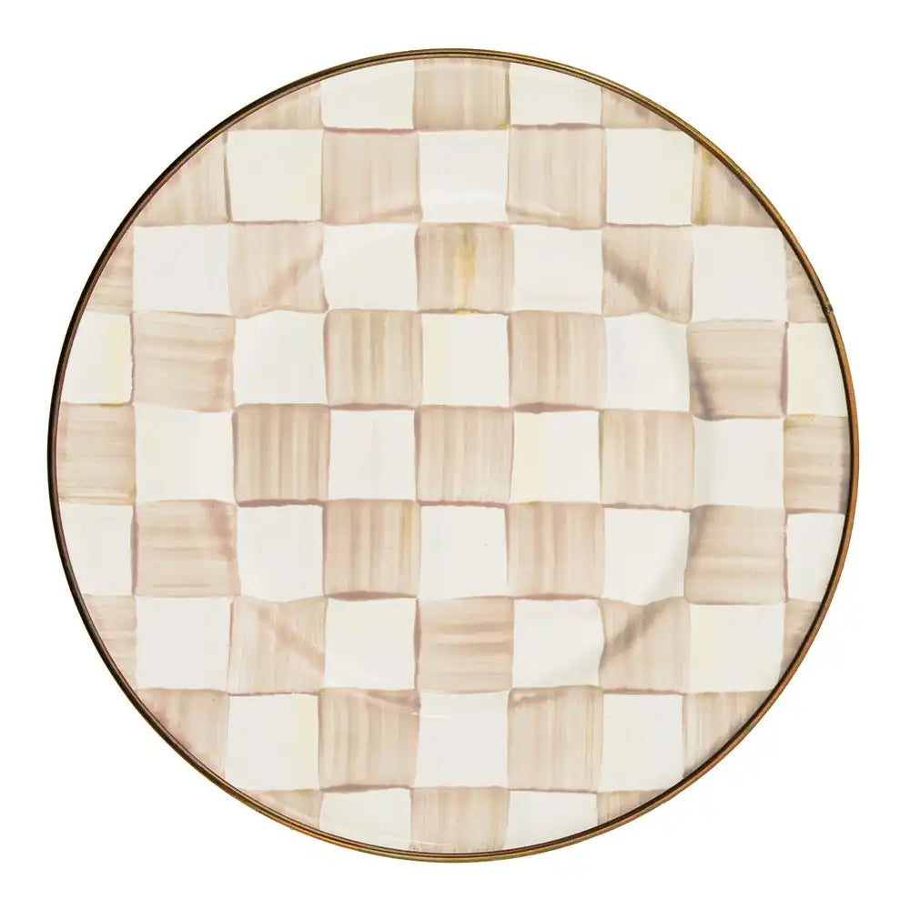 Mocha Check Dinner Plate