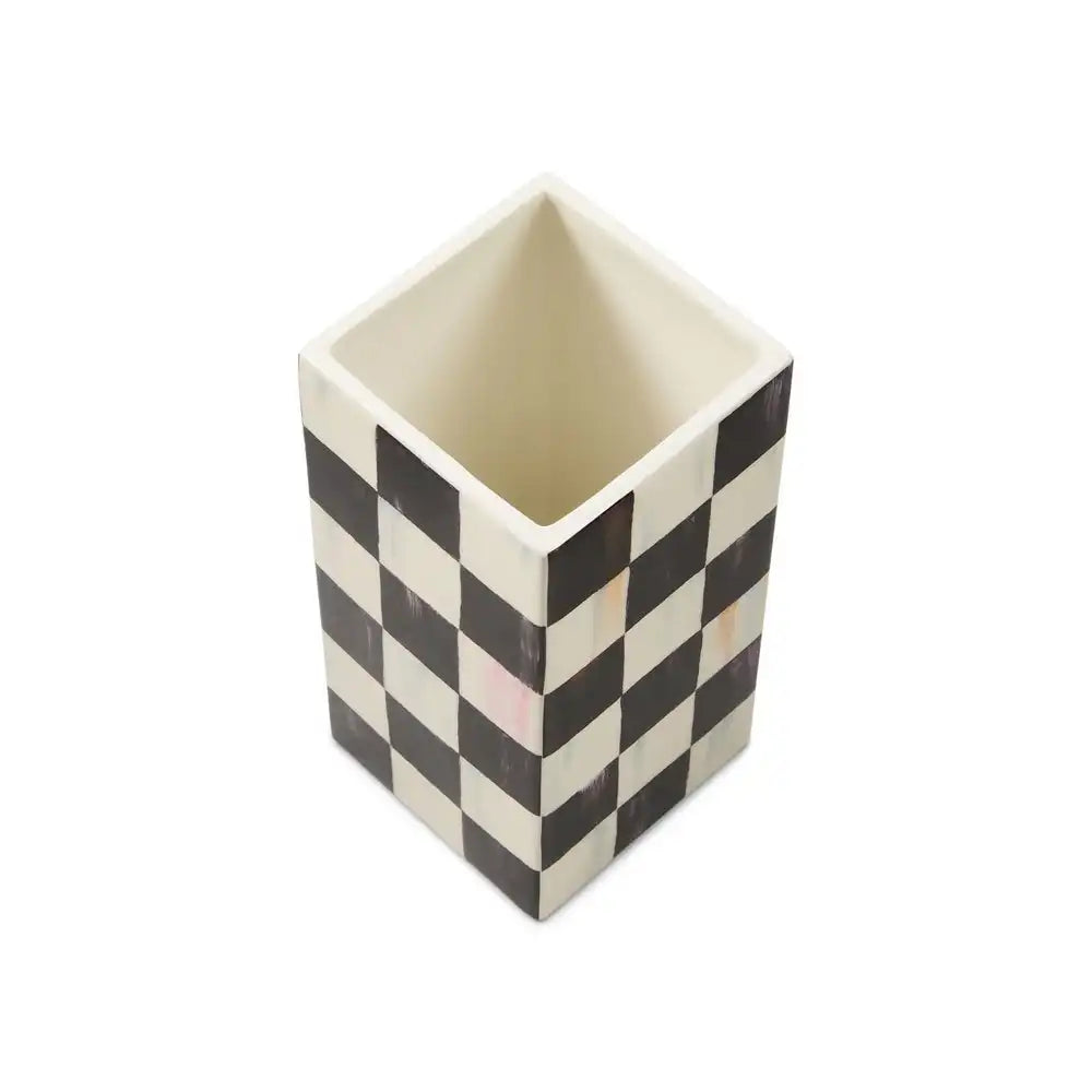 Sage Check Pillar Vase