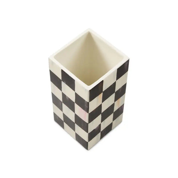 Sage Check Pillar Vase