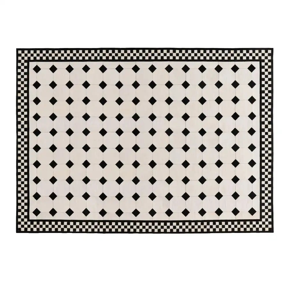 White Tile Hair on Hide 6' Round Rug