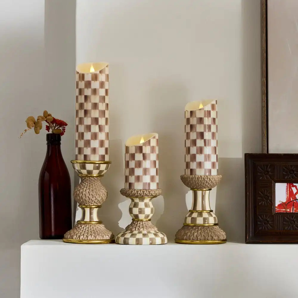 Mocha Pillar Candle Holders, Set of 3 Secondary image