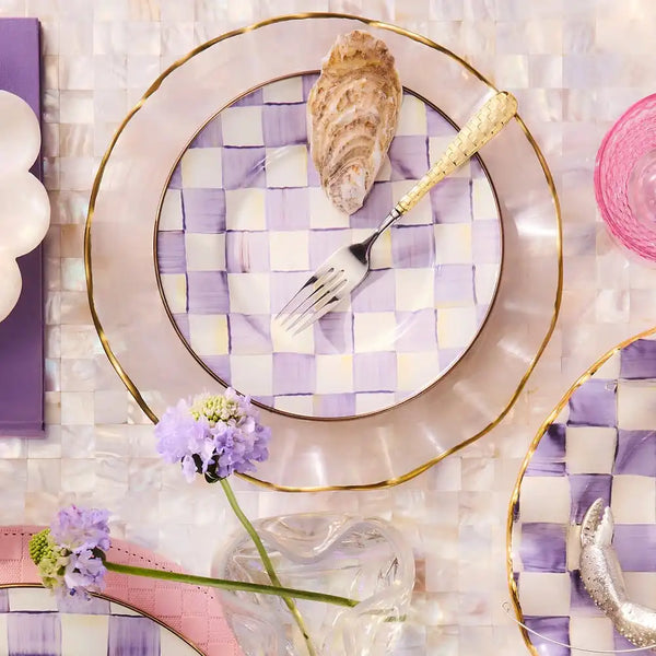 Violet Check Dinner Plate