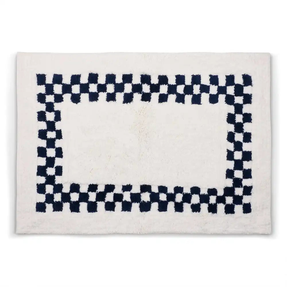 Black Check Hotel Bath Rug