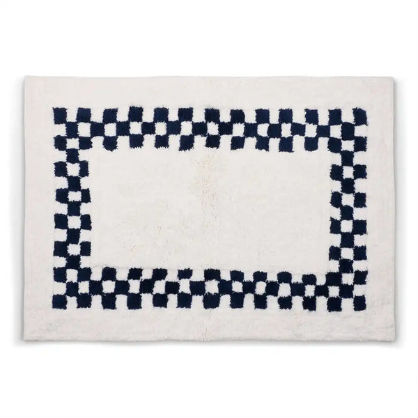 Black Check Hotel Bath Rug