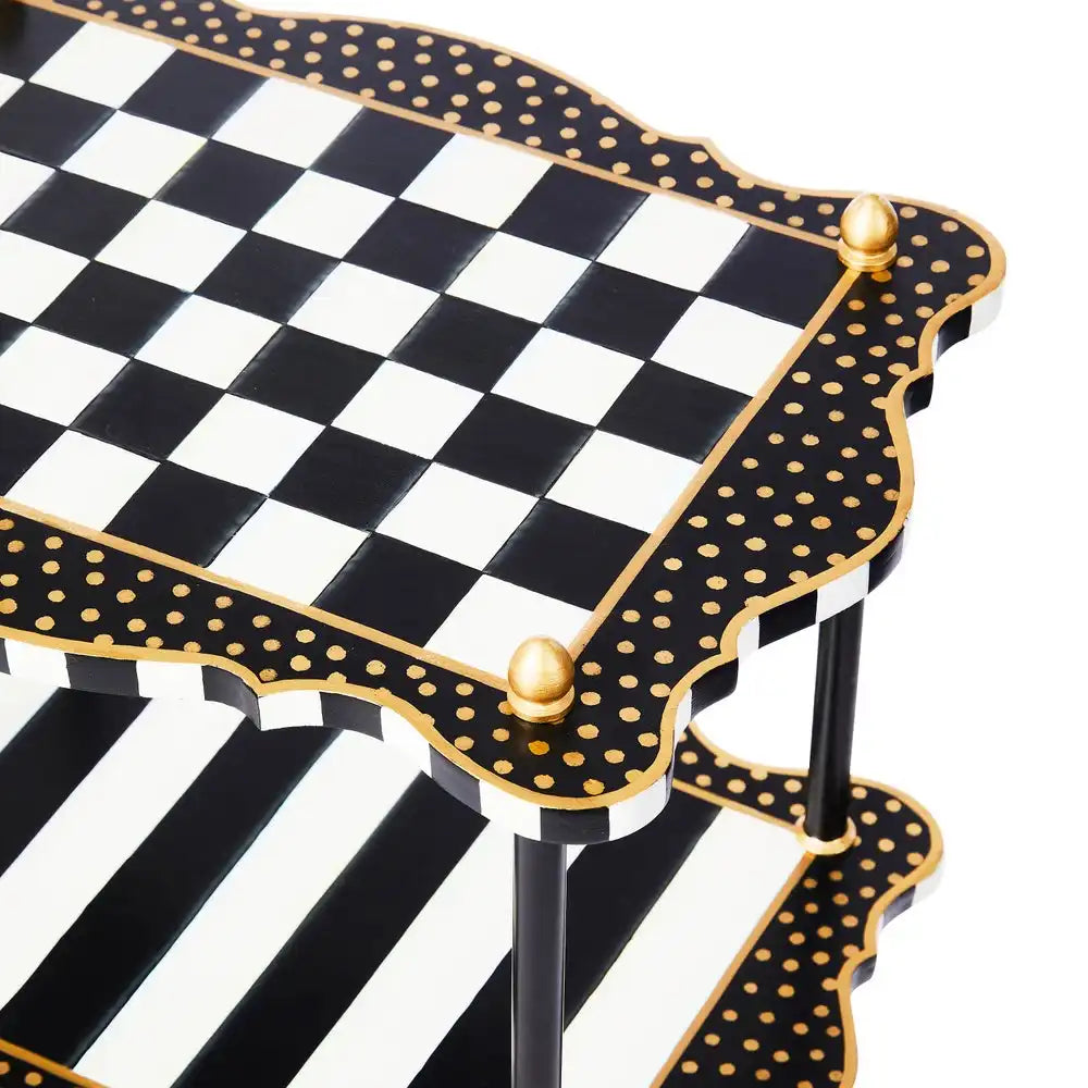 Black & White Check and Stripe 3 Tier Table