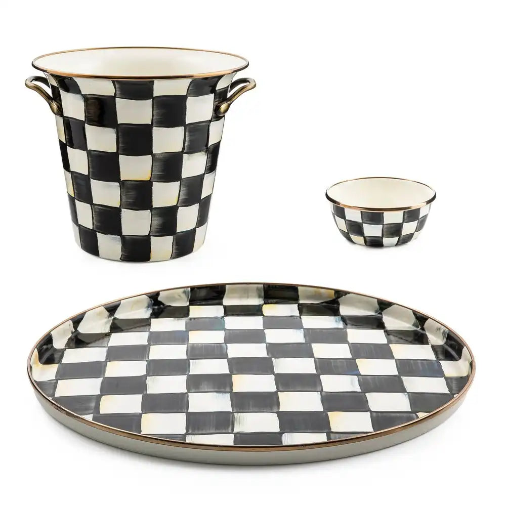 Mocha Check Wine Service Set Secondary image