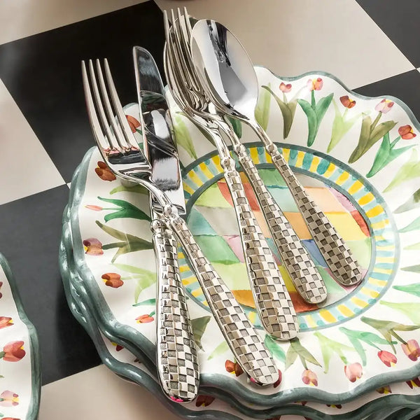 Gold Check Flatware 5-Piece Place Setting