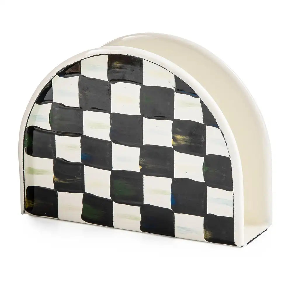 Mocha Check Napkin Holder