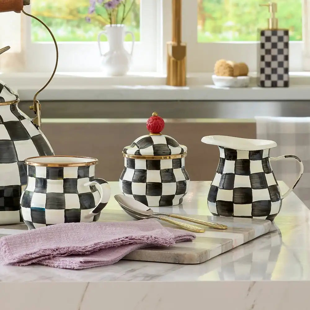 Mocha Check Lidded Sugar Bowl