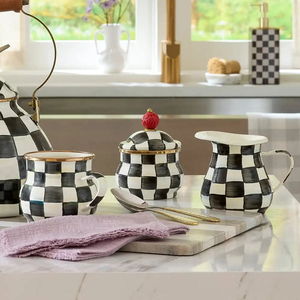 Mocha Check Lidded Sugar Bowl