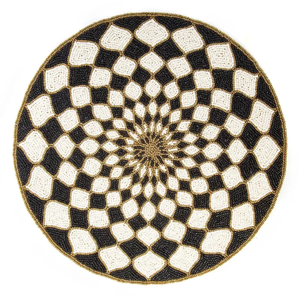 Kaleidoscope Black & Ivory Beaded Placemat Main image