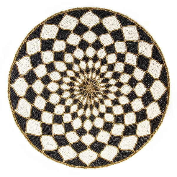 Kaleidoscope Black & Ivory Beaded Placemat