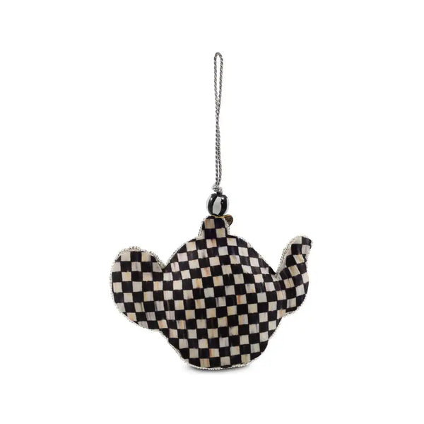Rosy Check Teapot Beaded Ornament