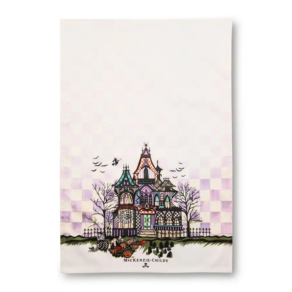 Haunted House Printed Dish Towel