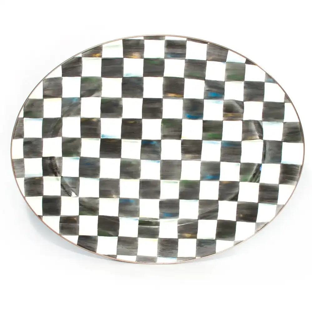 Sky Check Medium Oval Platter