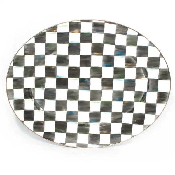 Sky Check Medium Oval Platter