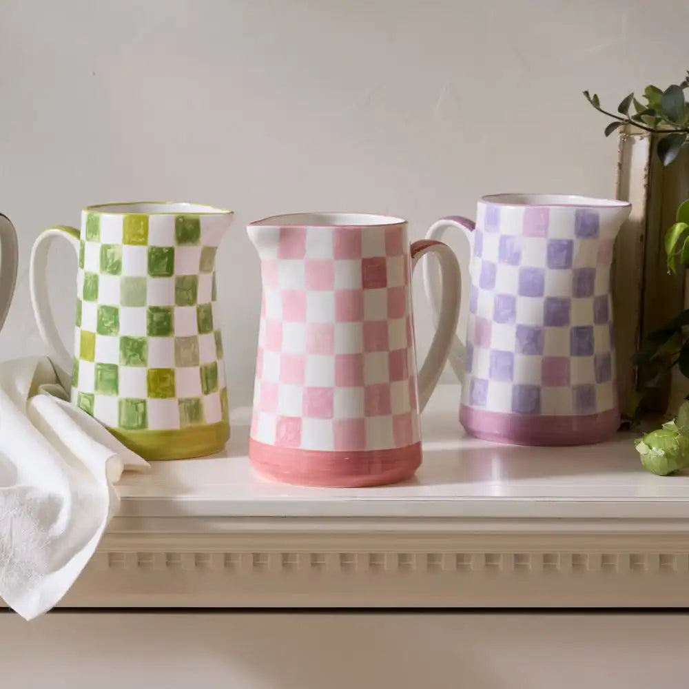Pink Check Pitcher