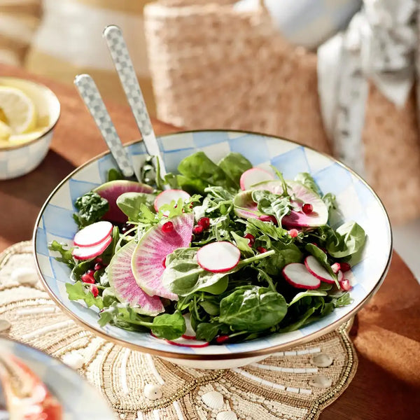 Mocha Check Bistro Salad Serving Set