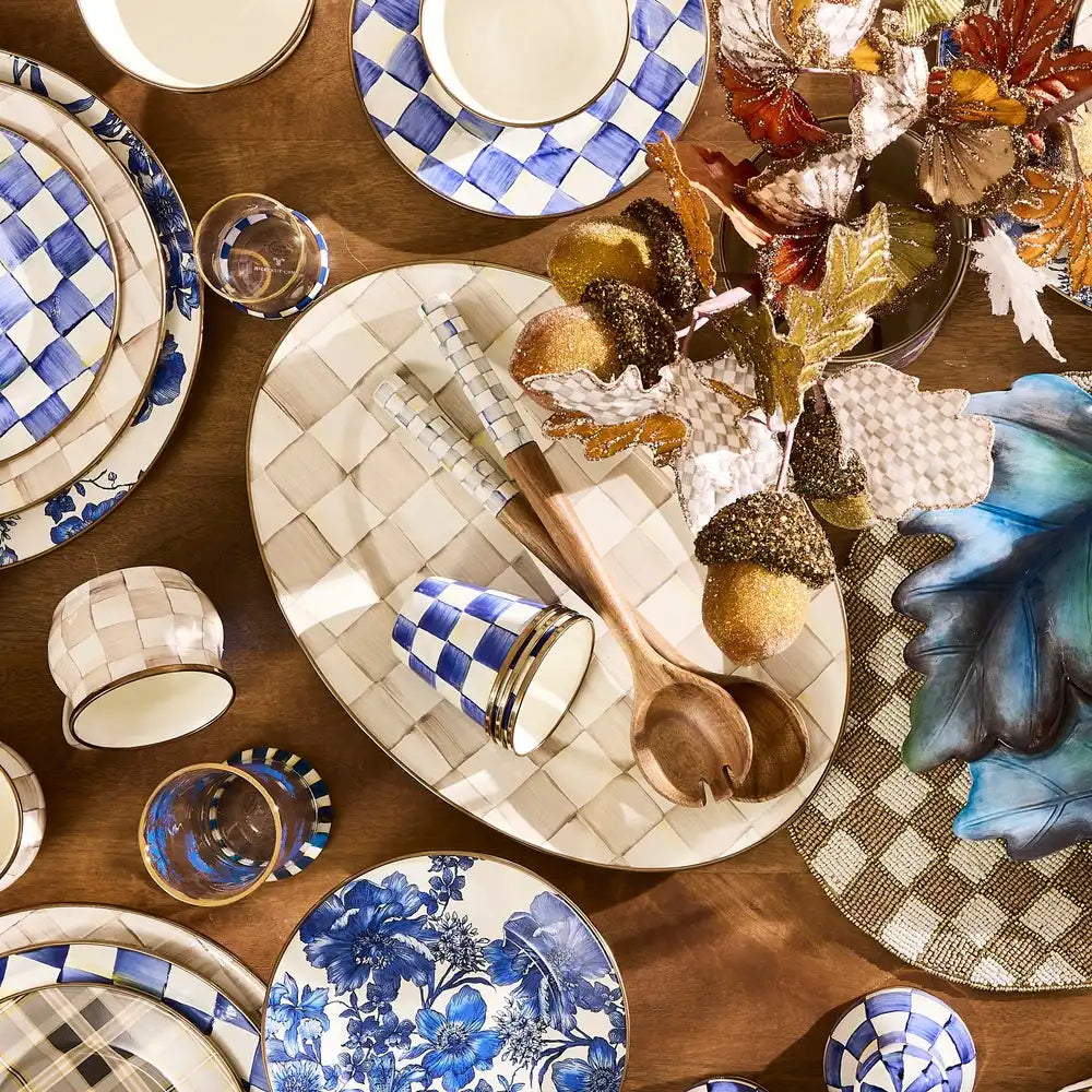 Sky Check Medium Oval Platter