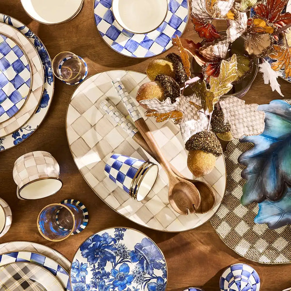 Sky Check Medium Oval Platter