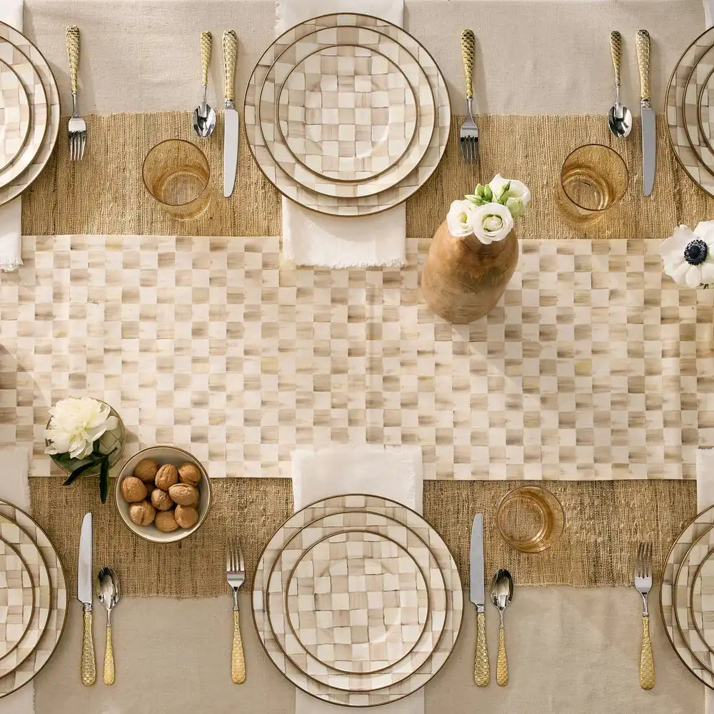 Mocha Check Dinner Plate
