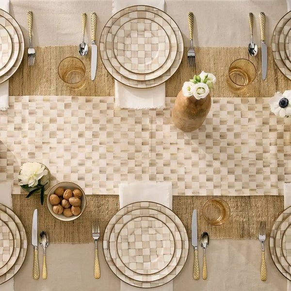 Mocha Check Dinner Plate