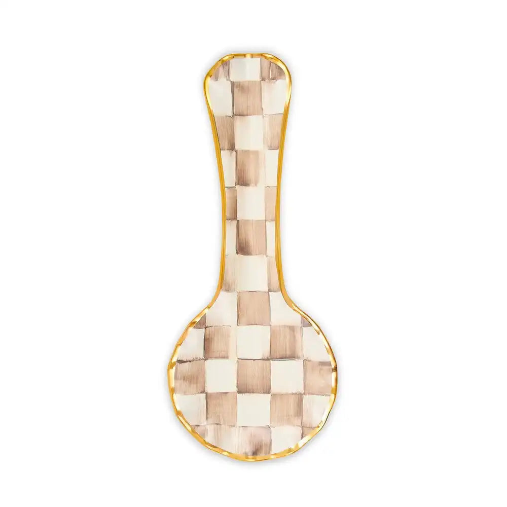 Violet Check Ceramic Spoon Rest