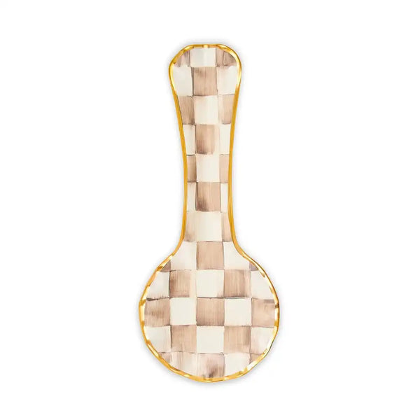 Violet Check Ceramic Spoon Rest