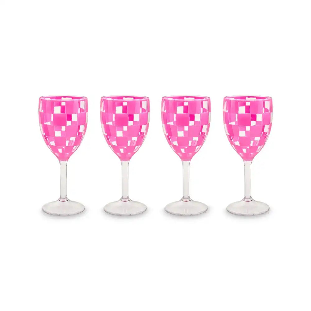 Black Check Acrylic Tumblers, Set of 4