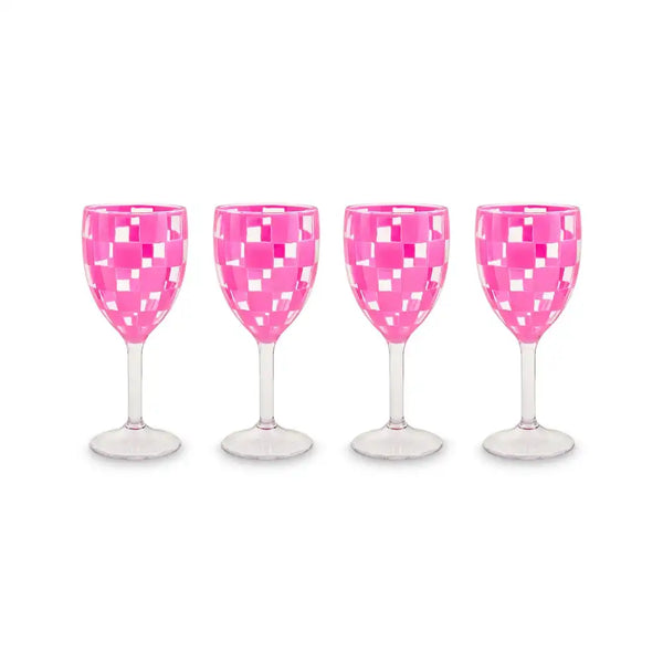 Black Check Acrylic Tumblers, Set of 4