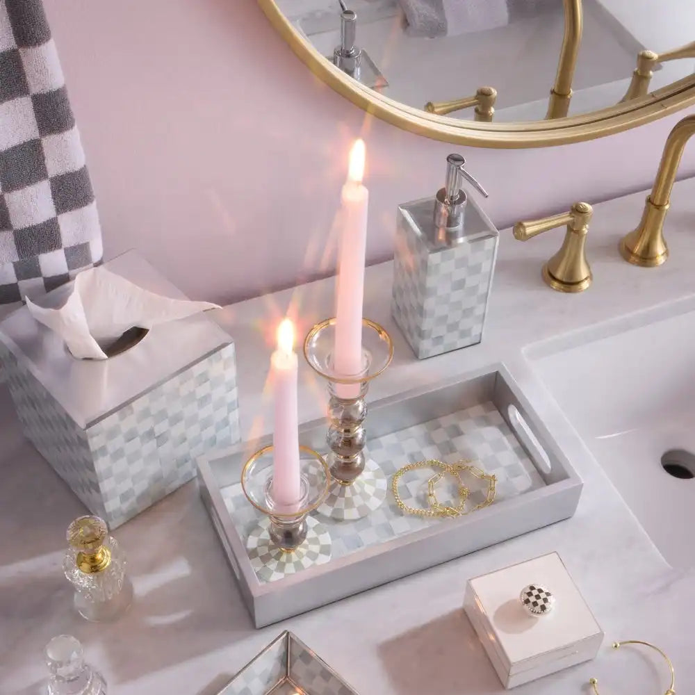 Courtly Check Large Glass Candlestick